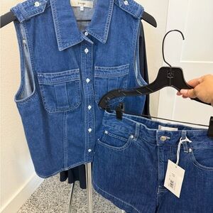 Frame Denim Blue Button-Down Top